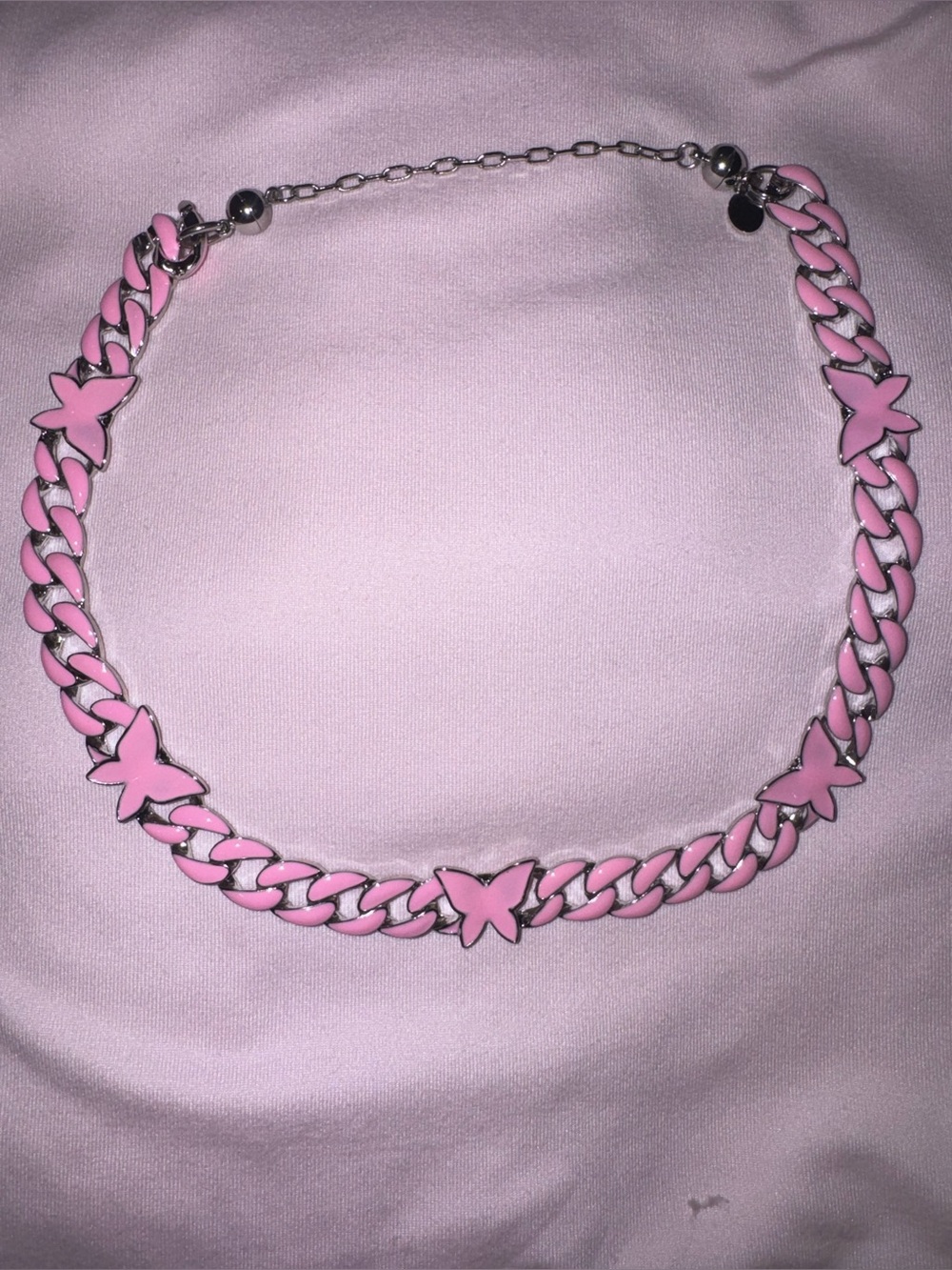 By Alexa Rae Bar X Melania Clara Pink Butterfly Link Necklace